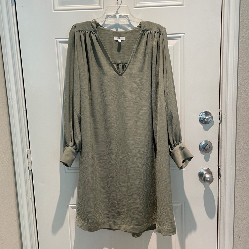 Prologue Sage Moss Green Long Sleeve Cottage Core Dress Oversized Size Small